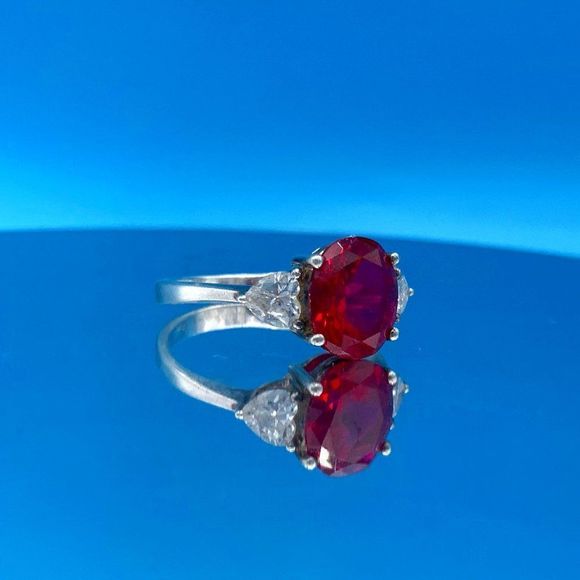 Lab Grown Ruby Sterling Silver Ring - Picture 11 of 15